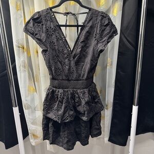 American Eagle Outfitters Black Eyelet Mini Dress